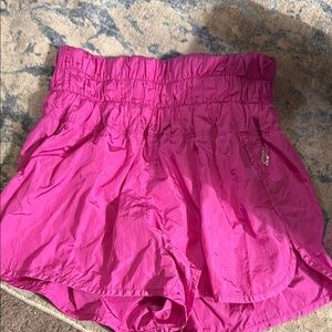 FP Movement by Free People Pink Athletic Shorts with Paper-Bag Waist